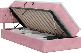 vidaXL Cama Con Almacenamiento Rosa 100 X 200 Cm Terciopelo Vidaxl