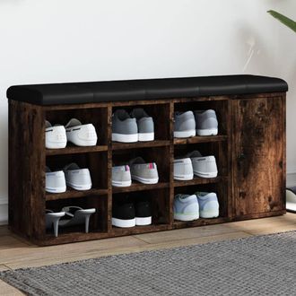 vidaXL Vidaxl - Banco Zapatero Madera De Ingenier&iacute;a Roble Ahumado 102x32x50 Cm