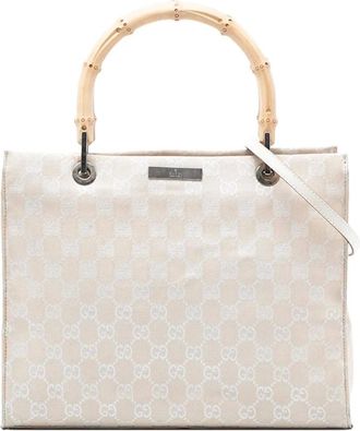 Gucci Pre-owned Handbags, female, Brown, Size: ONE SIZE Pre-owned Vintage GG Canvas Bamboo Handle Satchel