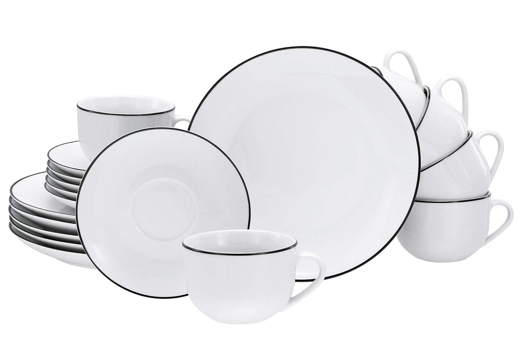 CreaTable, 21848, Serie Luna Socken, 12-teiliges Geschirrset für 4 Personen, Brunch Set aus Porzellan, spülmaschinen- und mikrowellengeeignet, Qualitätsproduktion