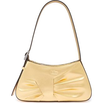 Behno Mini Leena Crosshatched Metallic Leather Shoulder Bag in Gold at Nordstrom