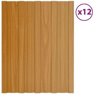 vidaXL Panel De Tejado Acero Galvanizado Color Madera 12 Uds 60x45 Cm Vidaxl