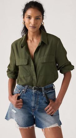 Levi's Elaine Utility Shirt - Donna - XS - Verde / Deep Depths Gd