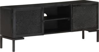 vidaXL Mueble Para Tv De Madera Maciza De Mango Negro 115x30x46 Cm Vidaxl