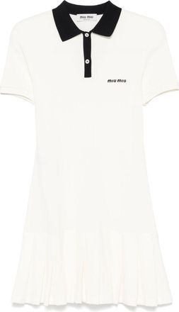 Miu Miu logo-embroidered mini dress - White