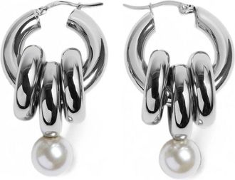 Simone Rocha Stacked Link Pearl Hoop Earrings