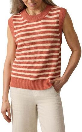 Faherty Miramar Linen & Organic Cotton Sweater Tank in Sandstone Stripe at Nordstrom Rack, Size Xx-Large
