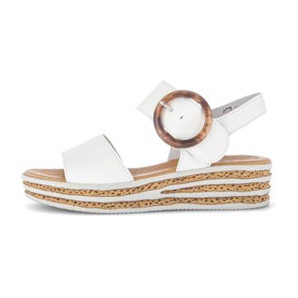 Gabor Platform Sleehak Sandaal - Dames - Schoenen - Wit - Maat: 39 1/2 EU Leer