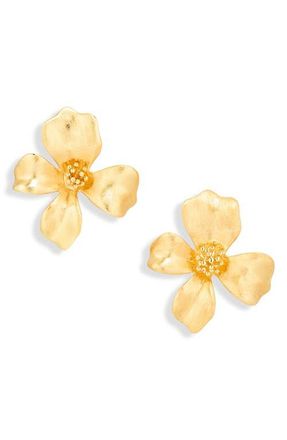 Shashi Fiorina Floral Stud Earrings in Gold at Nordstrom