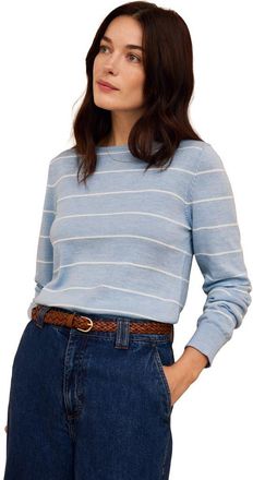 Celtic & Co. Merino Fine Knit Boat Neck Jumper in Vintage Blue Stripe at Nordstrom, Size X-Large