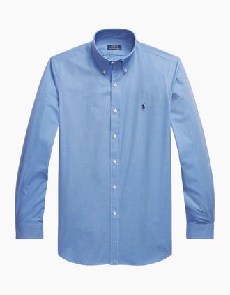 Polo Ralph Lauren Mens Polo Ralph Lauren LS Bistrch Poplin Shirt 003 Blue End on End - Size: 44/Regular