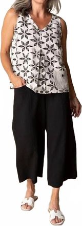 Habitat Crinkle Crepe Floral Mixed Pleat Tank In Willow