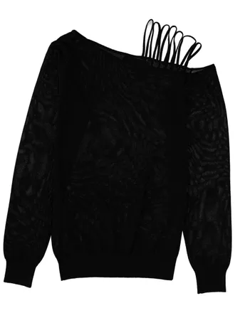 Circus Hotel Lam&eacute; Yarn Viscose Knit Knit Top - Black