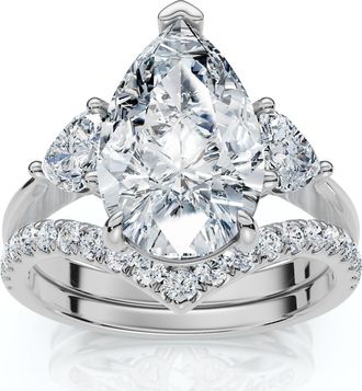 Pompeii3 Certified 3.60Ct Diamond Engagement Wedding Ring Set 14k Gold or Pt Lab Grown