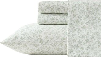 Laura Ashley 300 Thread Count Floral Toile 100% Cotton Sateen Sheet Set