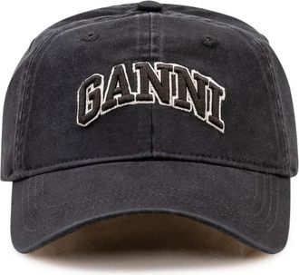 Ganni Canvas Cap Emb - Dames - Petten - Zwart - ONE Size - Katoen - Accessoires