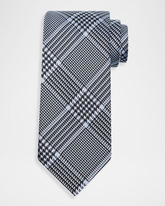 Tom Ford Mens Prince of Wales Grid Check Silk Tie