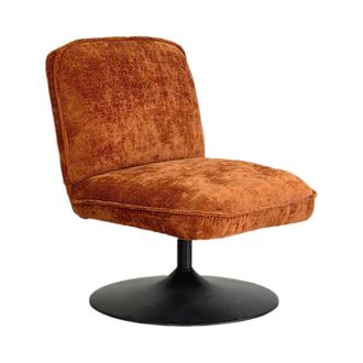 DRAWER Sill&oacute;n giratorio de terciopelo acanalado con base tulip&aacute;n - casta&ntilde;o