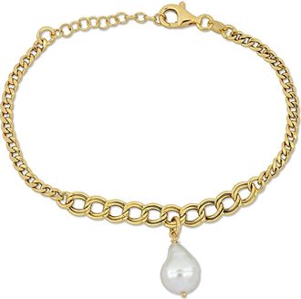 Delmar 9.5-10mm Cultured Freshwater Pearl Chain Bracelet in White at Nordstrom Rack