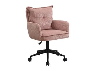 Vente-Unique Sedia Da Ufficio Velluto A Coste Rosa E Nero Altezza Regolabile - Bataru