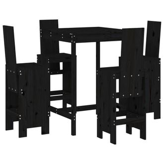 Berkfield Home 5 Piece Garden Bar Set Black Solid Wood Pine