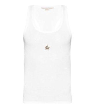 Stella McCartney White Embellished Scoop Neck Top
