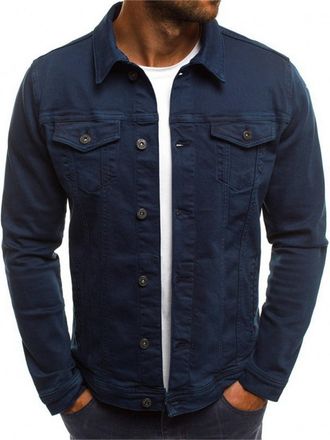 Generic Mens Casual Classic Denim Jacket Button Up Slim Fit Jacket, Vintage Button Up Jacket with Pockets, Fashion Jean Coat (Dark Blue,XXL)