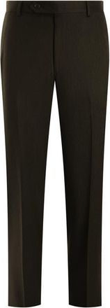 Samuelsohn Roica Flat Front Brown Twill Dress Pants at Nordstrom, Size 33 X R
