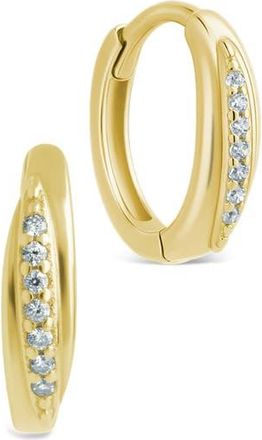 Sterling Forever Denise Cubic Zirconia Pav&eacute; Huggie Hoop Earrings in Gold at Nordstrom Rack