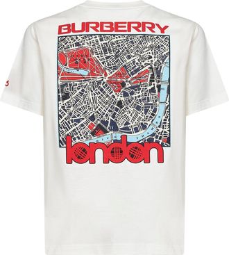 Burberry Mens T-Shirt Chalk Cotton London Map White T-Shirts And Polos