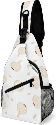Generic Garlic Pattern Mens Shoulder Bags Sling Crossbody Backpack Travel Hiking Chest Bag with Small Side 38x20cm