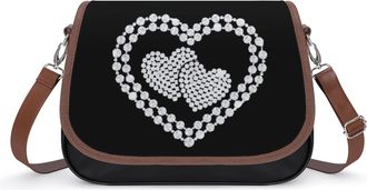 Generic Rhinestone Hearts Small Womens Crossbody Bags Shoulder Handbag with Adjustable Strap for Travel