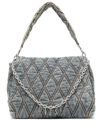 Diesel large Charm-D shoulder bag - women - Cotton/Zinc - OS - Blue