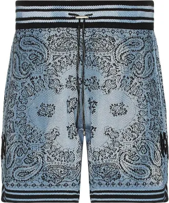 Amiri Mens Blue Bandana Basketball Shorts