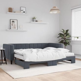 vidaXL Vidaxl - Sof&aacute; Cama Nido Con Colch&oacute;n Terciopelo Gris Oscuro 90x200 Cm