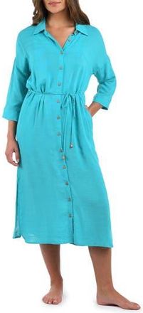 La Blanca Sea Cover Button-Up Cover-Up Dress in Teal at Nordstrom Rack, Size X-Small