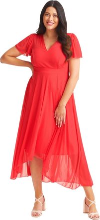 Generic Coral High Low Hem Midi Dress (UK, Numeric, 18, Regular, Regular)