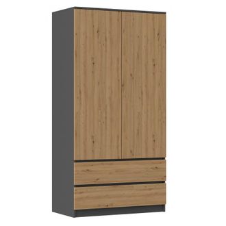 Hucoco Hucoco - Turin - Armario De Dormitorio De Estilo Moderno - Armario Multifunci&oacute;n - 2 Puertas + 2 Cajones - Vestidor