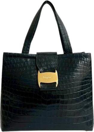 Ferragamo Pre-owned Handbags, female, Black, Size: ONE SIZE Pre-owned Leather Handbag