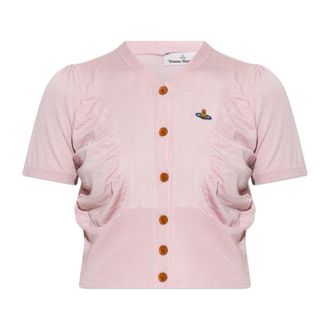 Vivienne Westwood Cardigans, female, Pink, Size: XS Ruched Sleeve Cardigan