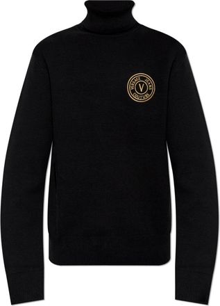 Versace Jeans Couture Turtleneck met logo - Heren - Coltruien - Zwart - L - Katoen - Truien & Vesten
