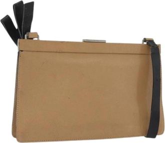 Miu Miu Pre-owned Leren Schoudertas - Dames - Vintage Schoudertas - Beige - ONE Size - Leer - Vintage