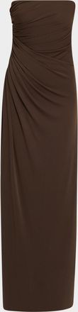 Halston Heritage Patrice Strapless Draped Matte Jersey Gown