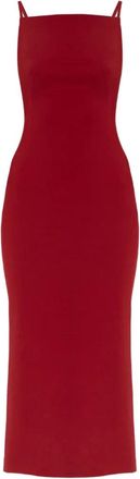 Givenchy square-neck midi dress - women - Viscose/Acetate/Elastane - 34 - Red