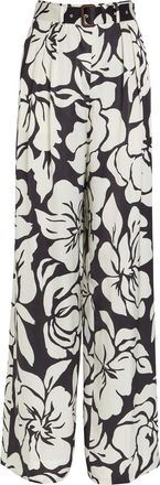 Dries Van Noten Peaches Floral-print Wide-leg Satin Trousers - Black - 38 (UK10 / S)