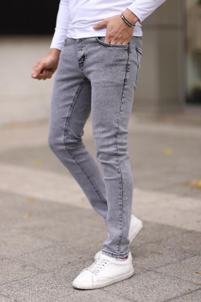 Trendyol MAN Heren Grijs Effen Skinny Normale taille Jeans