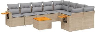 vidaXL Juego De Sof&aacute;s Jard&iacute;n Con Cojines Beige 10 Pzas Rat&aacute;n Sint&eacute;tico Vidaxl