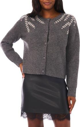 Vince Camuto Crystal Detail Cardigan in Medium Heather Grey at Nordstrom Rack, Size X-Large P