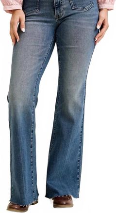 Judy Blue Front Flap Pockets Mid Rise Flare Jeans In Medium Wash