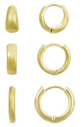 Adornia Set of 3 14K Gold Plated Huggie Hoop Earrings at Nordstrom Rack